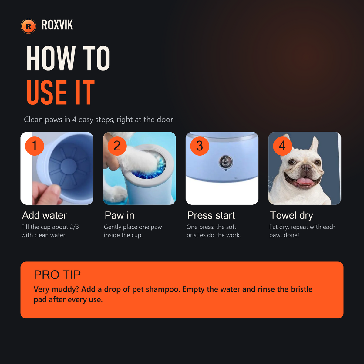 How to use the paw cleaner