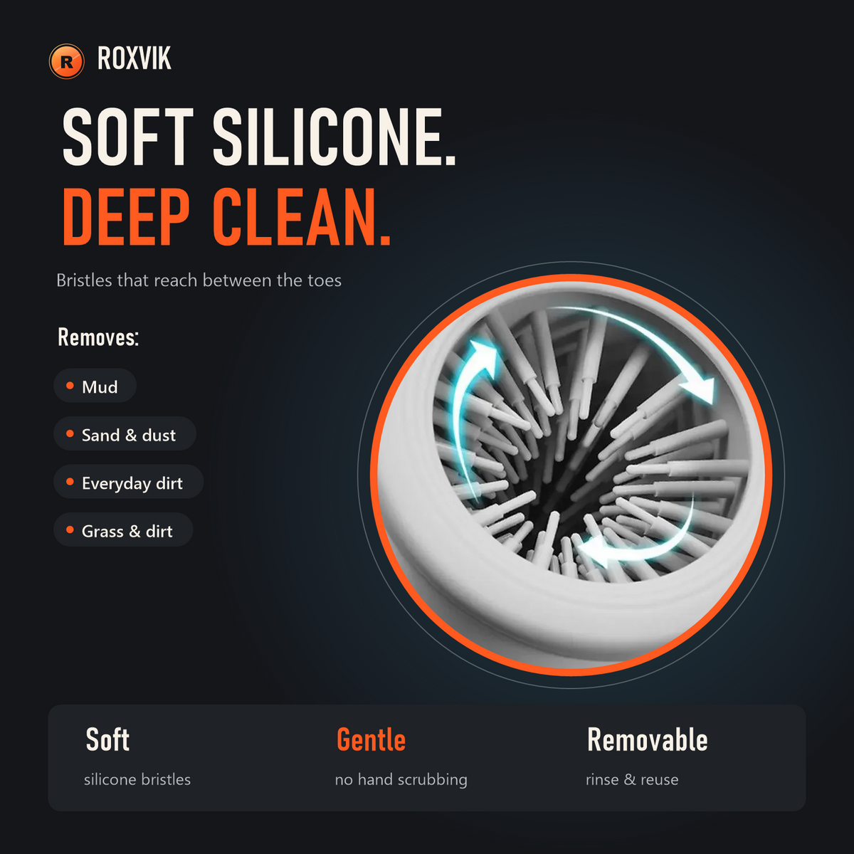 Soft silicone bristles